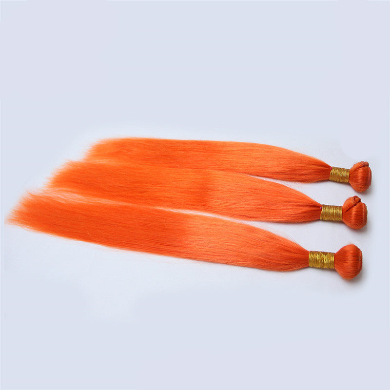 Color Human Hair Curtain Orange Hair Curtain
